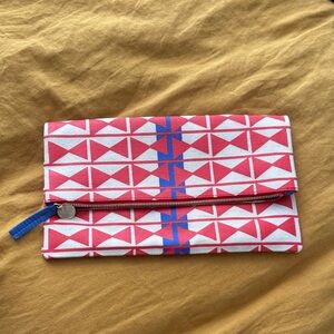 Geometric Red and Blue Clutch